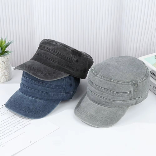 Vintage washed denim flat cap - washed,