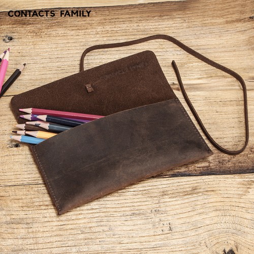 Vintage leather pencil case - vintage,