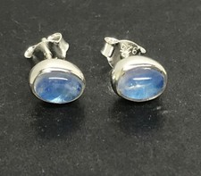 Blue rainbow moonstone stud