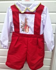 DREAM 0-5 years  BABY BOYS Red white  Peter rabbit Romany shirt  dungarees