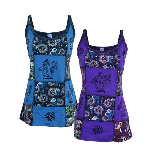 Patchwork mushroom vest top - mushroom,