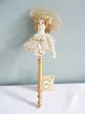 Vintage Louis Nichole Doll 1980s Porcelain  Edwardian Lady Wood Handle c1985