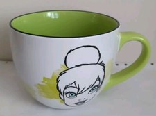 Large Disney Store Tinkerbell Mug Green White Very Good condition 4.5 in Across 