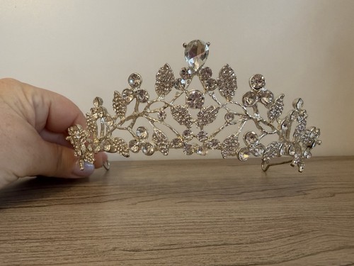 Bridal silver diamante crown - bridal,