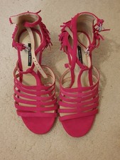Zara Womens Hot Pink High Heels Sandals With Tassels Size 35 UK 3