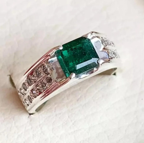 Natural green emerald - emerald, ring