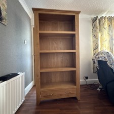 Oak Furniture Land Solid Oak Tall Bookcase With Drawers 