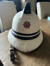 Vintage Dyfed Welsh White Fire Fighter Helmet Fireman