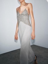 ZARA New 2025. GREY JEWEL DRESS BEADED GEORGETTE VISCOSE. 6895/508/819