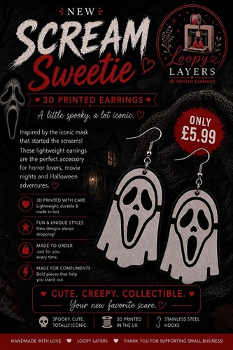 Scream inspired ghost dangle - inspired,