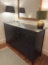IKEA Hemnes 8-Drawer Chest of Drawers, Black, Solid Wood.