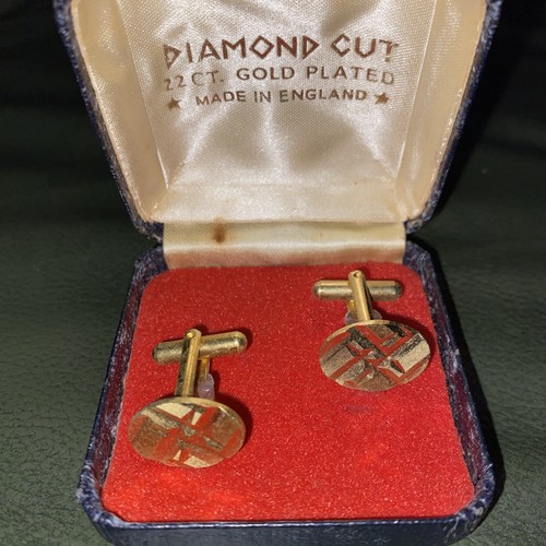 Gold plated cufflinks diamond - gold,