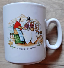 Souvenir of Wales Hand Crafted Ceramic Coffee/Tea Mug-  traditional Welsh folk