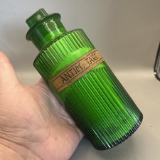 SUPERB LARGE VICTORIAN GREEN GLASS POISON CHEMIST ROUND BOTTLE ANTIM.TART