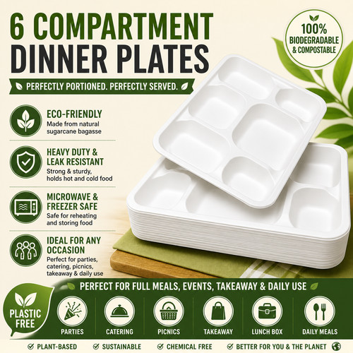 Compartment bagasse dinner - ,