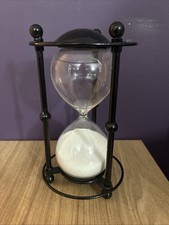 Large Glass And Metal Sand Timer 9” Tall