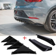 For Seat Leon Cupra R 4 Fins Rear Diffuser Valance Bumper Splitter + Rear Spats