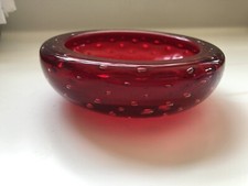 Whitefriars 9099 Ruby Red controlled bubble glass bowl dish 10cm Ashtray