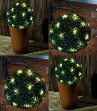 2 x 27CM Green Stunning Solar Power Topiary Ball 20 LED Garden Lights