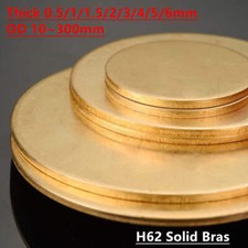 H62 Solid Brass Discs Plate Round Sheets Thick 0.5/1/1.5/2/3/4/5/6mm OD 10~300mm