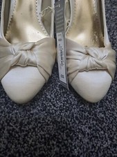 Womens Low Heel Bridal Shoes Ladies Slip On Wedding Satin Party Courts Sizes 5-6