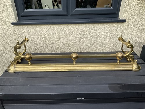 Victorian brass fire fender - victorian,