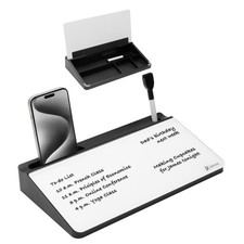 Varhomax Small Glass Desk Whiteboard, Dry Erase Desktop White Board with Stor...