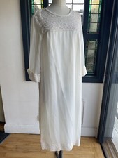 Vintage 1960s Jean Varon Off White Lace Prairie Midi Summer Hippie Dress UK 14