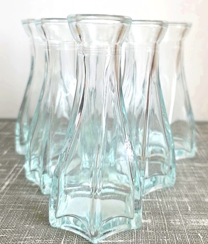 Clear twisted glass bud vases - glass,