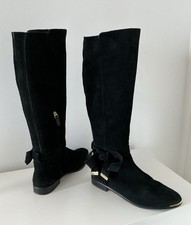 Ladies TED BAKER Gorgeous Black Suede Knee High Boots, UK Size 7, VGC