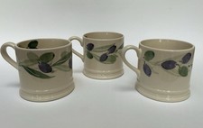 LOT 3 X Emma Bridgewater Small Mugs Olives Design Various Backstamps, 2.85” Tall