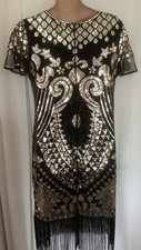 1920’s Style Sequin Fringe Flapper Dress Size 18