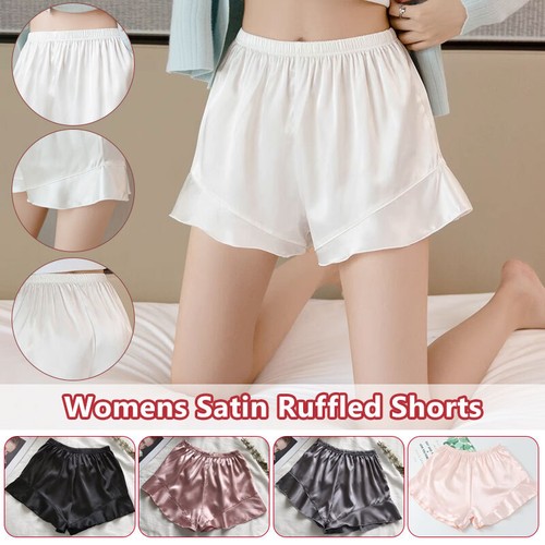 Satin ruffled shorts - satin,
