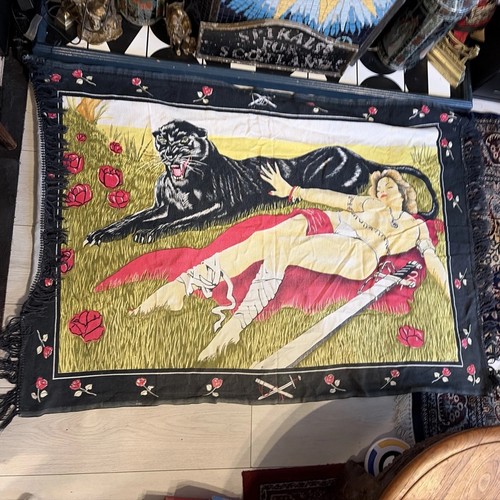 Vtg panther tapestry 49x35 - panther, 49x35”