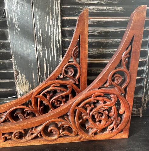 Pair antique hand - pair, carved