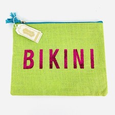 Mud Pie Sequined Bikini Cosmetic Travel Bag Zip Tassel Holiday October Half Term