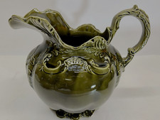 Large Vintage Arthur Wood Avocado Green Pitcher Jug Earthenware Decor