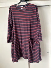 SEASALT Organic Cotton jersey Navy/red Striped Mill Pool Dress Size 16