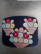 Unusual Vintage Crochet Doilies/Mats X3 Flowers In Pots
