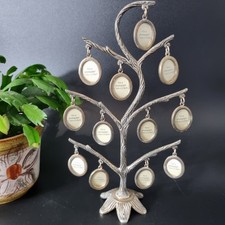 Past Times vintage 12 family tree Photo frame Silver Coloured Metal 10in Tall