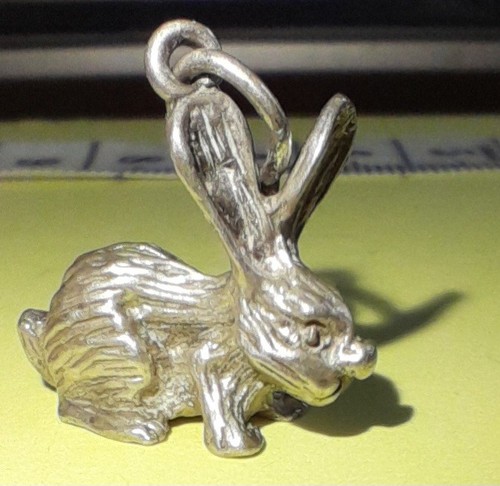 Vintage rabbit hare charm - hare,