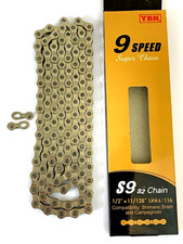 YBN - 9 Speed SILVER Chain Compatible With Shimano - Campagnolo - Road Bike  MTB