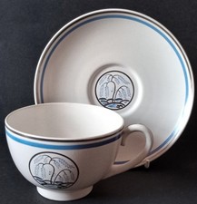 A WEDGWOOD KEITH MURRAY ''WILLOW'' PATTERN BREAKFAST CUP & SAUCER, 1939, PERFECT