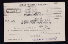 Raiway GWR 1944 card + 1d
