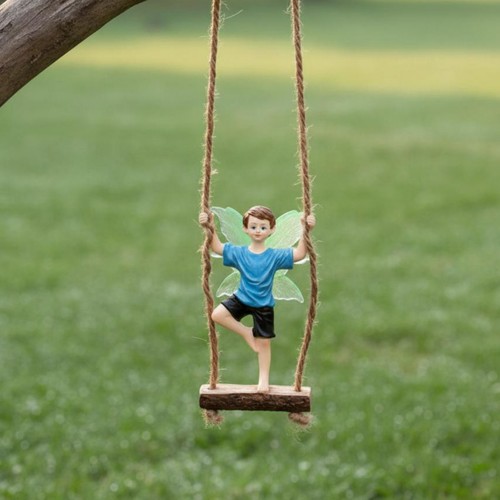 Swinging boy fairy - boy, figurine