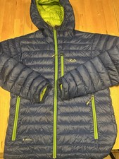 Rab Microlight Alpine Down Hooded Puffer Jacket Blue, Size Small