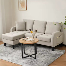 L Shape Corner Sofa Linen 3