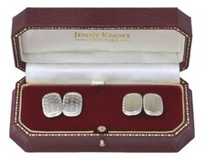 Vintage AMERICAN Cufflinks - White Gold Fronted Engine Turned KREMENTZ c1920