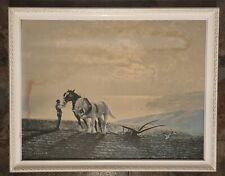 Framed Print on Board - Gerald Coulson "The Ploughman & the Sea" Horse, Seascape