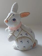 Lefton Vintage 1987 Ceramic Bunny Rabbit Figure 6.5" Floral Patchwork Design